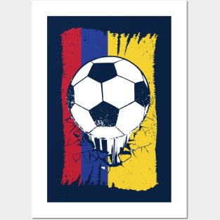 Vintage Ecuadorian Flag with Football // Retro Ecuador Soccer Posters and Art